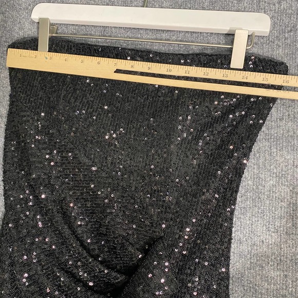 Parker Black Mini Dress 4 Small Sequin Strapless Aurelia Ruffle Cocktail Formal - Picture 9 of 15